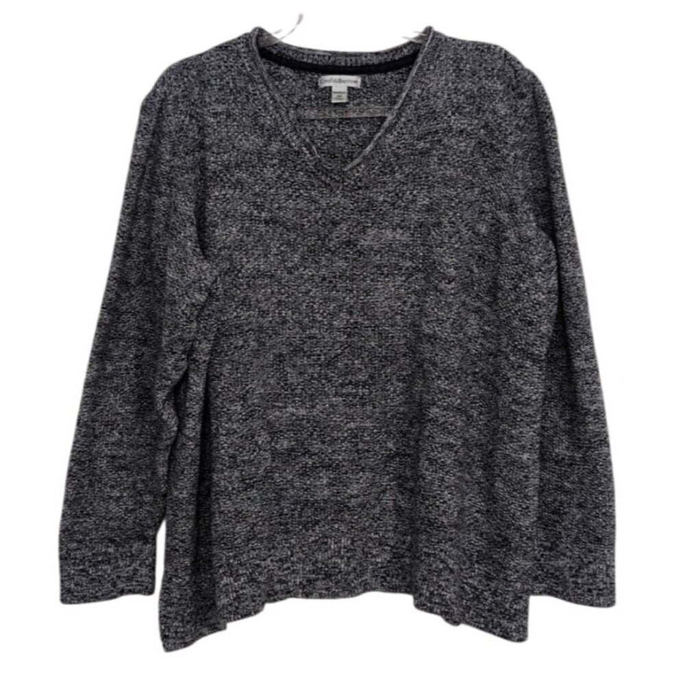 Croft & Barrow Marled Sweater Womens Size 2X Blue V Neck Long Sleeve Pullover